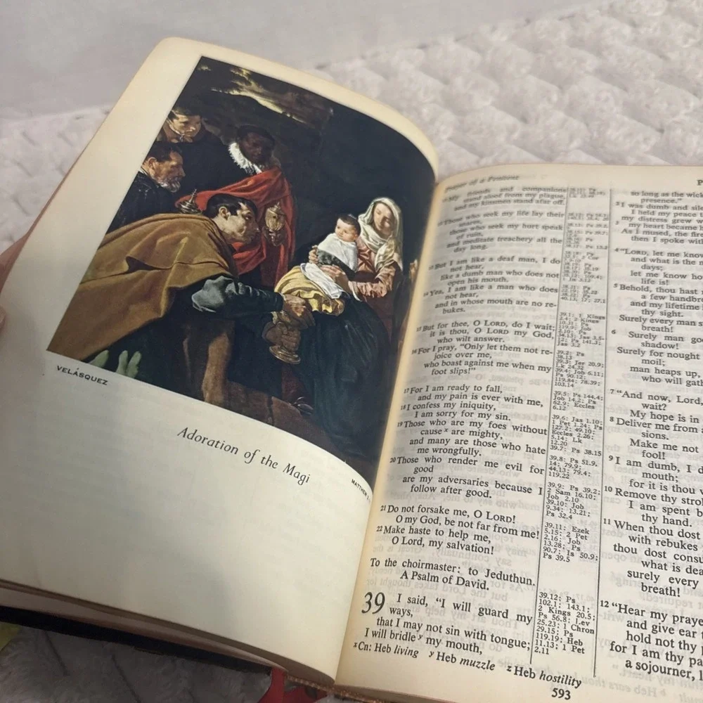 Vintage Holy Bible Black KJV Reference Ed Nelson 1959 Personalized Burba 1964